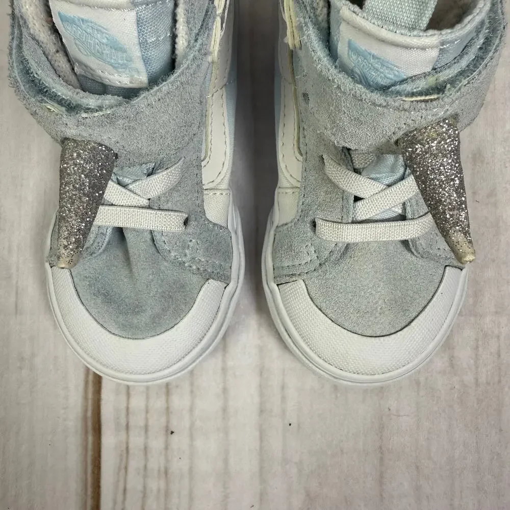 Vans Sk8-Hi Unicorn High Top‎ Sneakers Baby Blue Glitter Horn Toddler Shoes 7C